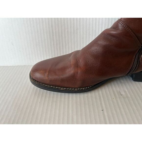 Fatte a mano Cognac Brown Leather Riding Boots Size 38.5 Made In Italy 8 - Picture 4 of 14